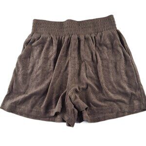 PrettyLittleThing Towelling Beach Shorts Women's Size 4 Brown Terry Pockets
